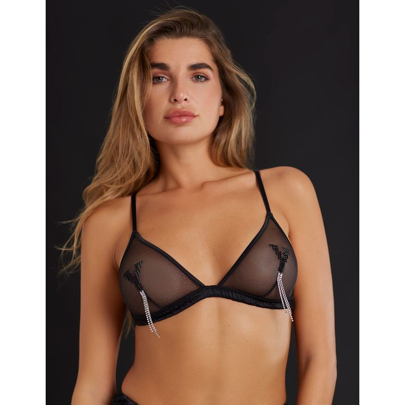 Triangolo con brillantini e dettagli in strass in velluto e tulle Privé - It Girl