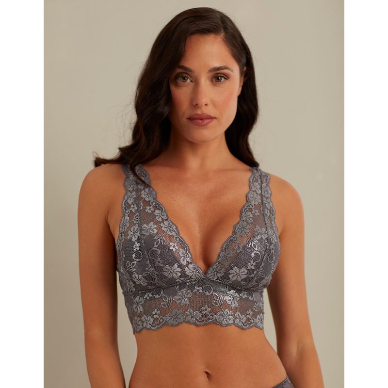 Primula Color dark gray lace unlined bralette - Yamamay