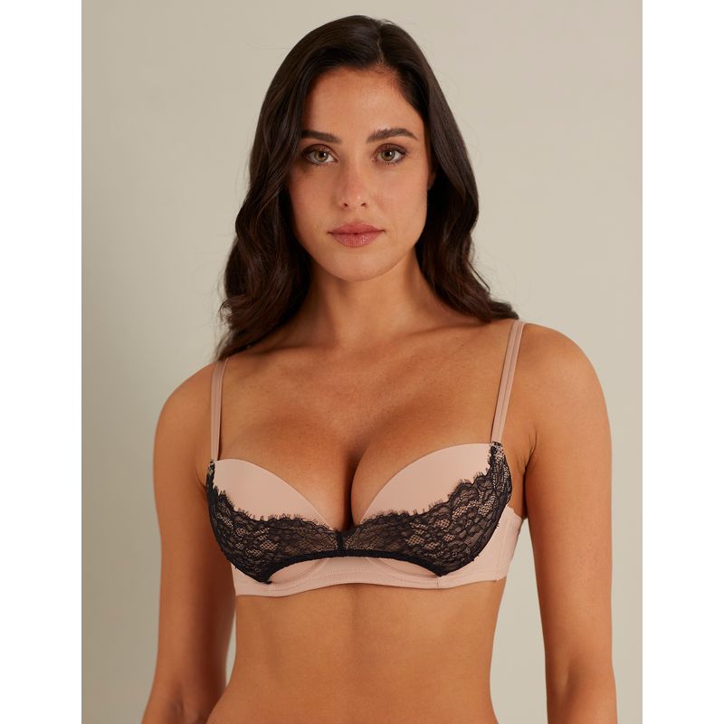 Buy Yamamay Push-Up Bra with Transparent Strap, Black Color Women