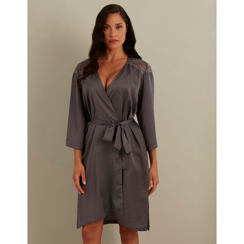 Grey satin dressing discount gown