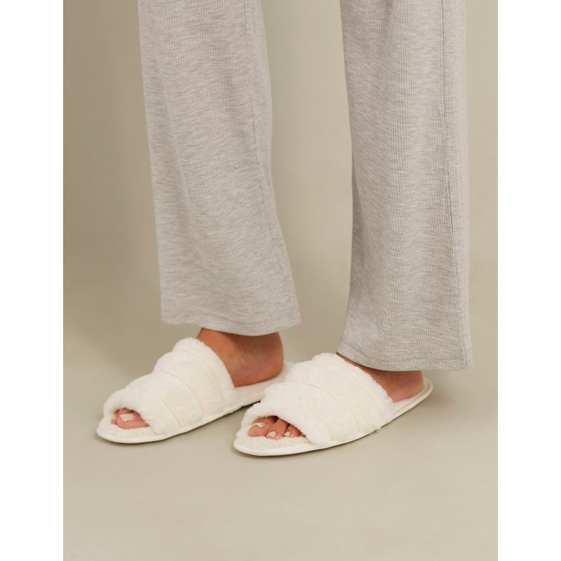 White fur slides womens hot sale