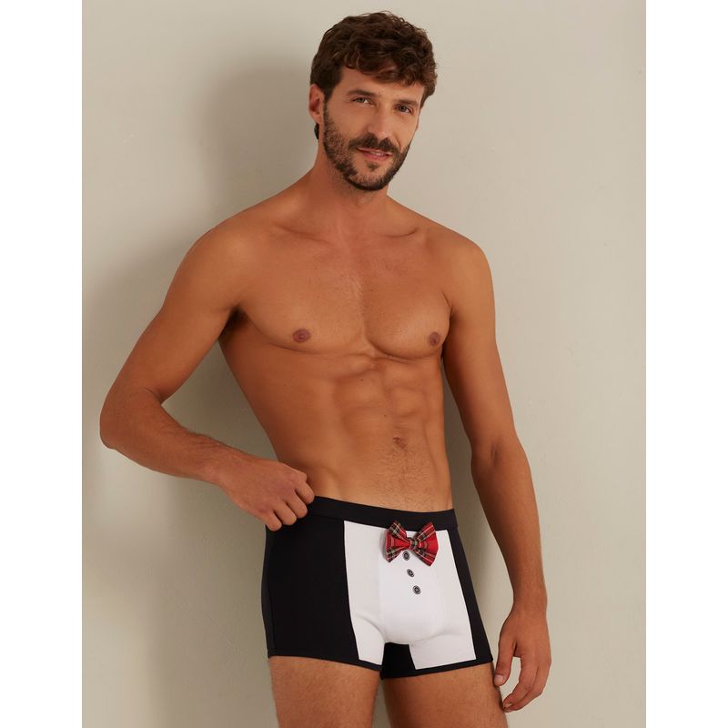 Boxer pour homme noir smoking et n ud papillon Hello Xmas Yamamay