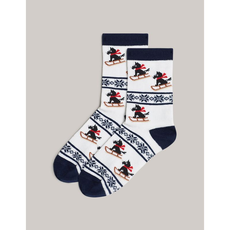 Women's short socks with dog in sleigh - Mix & Match