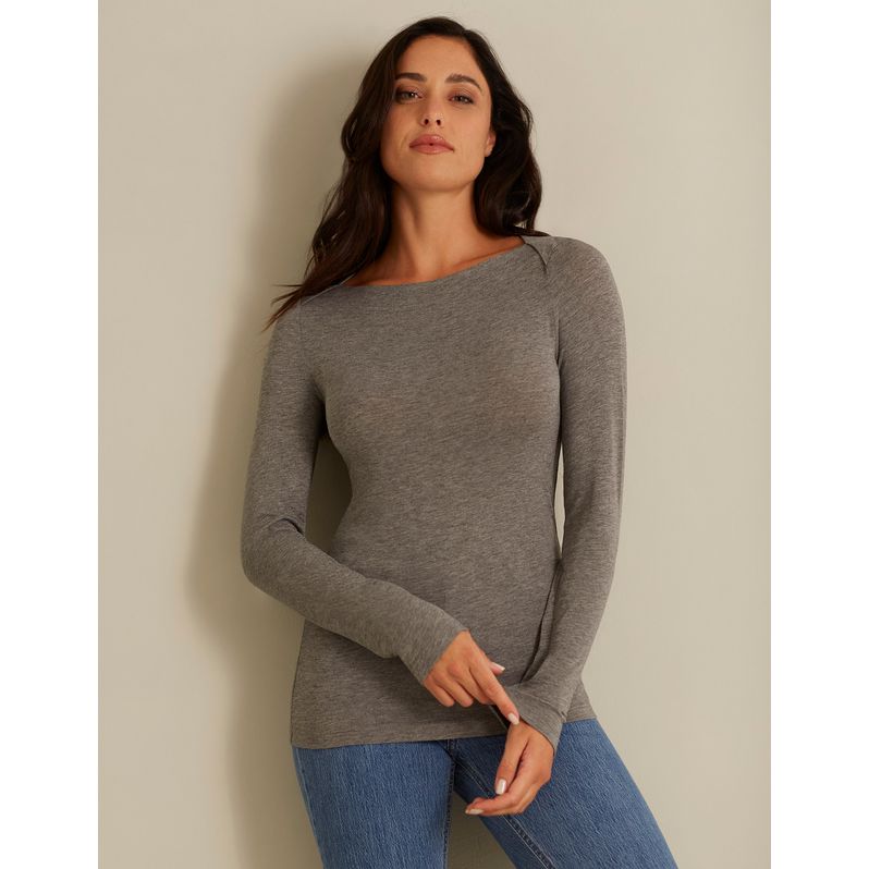 Long sleeved shirt in jersey - Basic with Cashmere