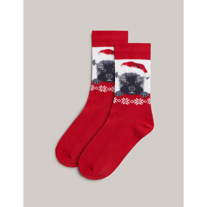 Women’s short socks with Christmas dog - Mix & Match