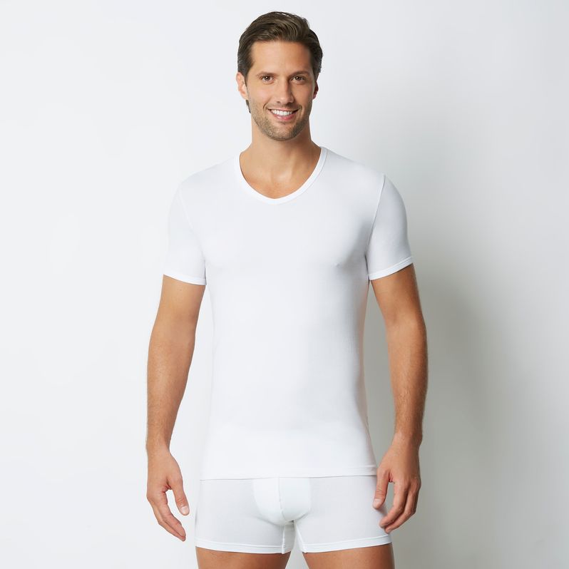 Maglia in cotone tinta unita scollo a V New Simply