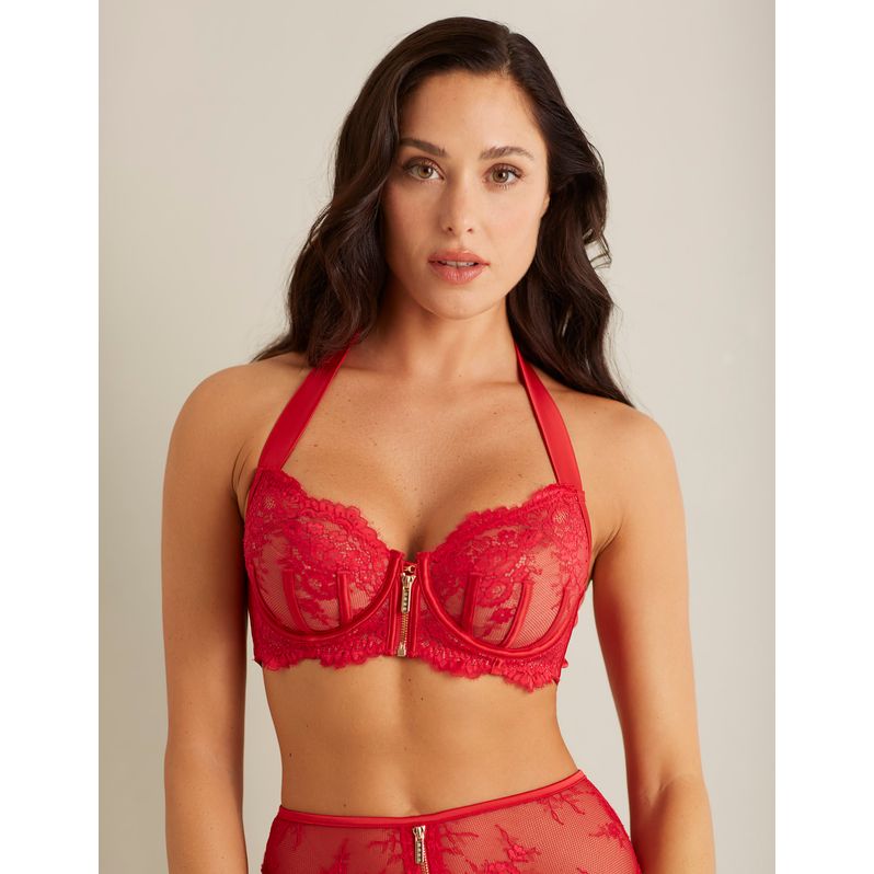 Unlined bustier with differentiated cups - Unveil Red