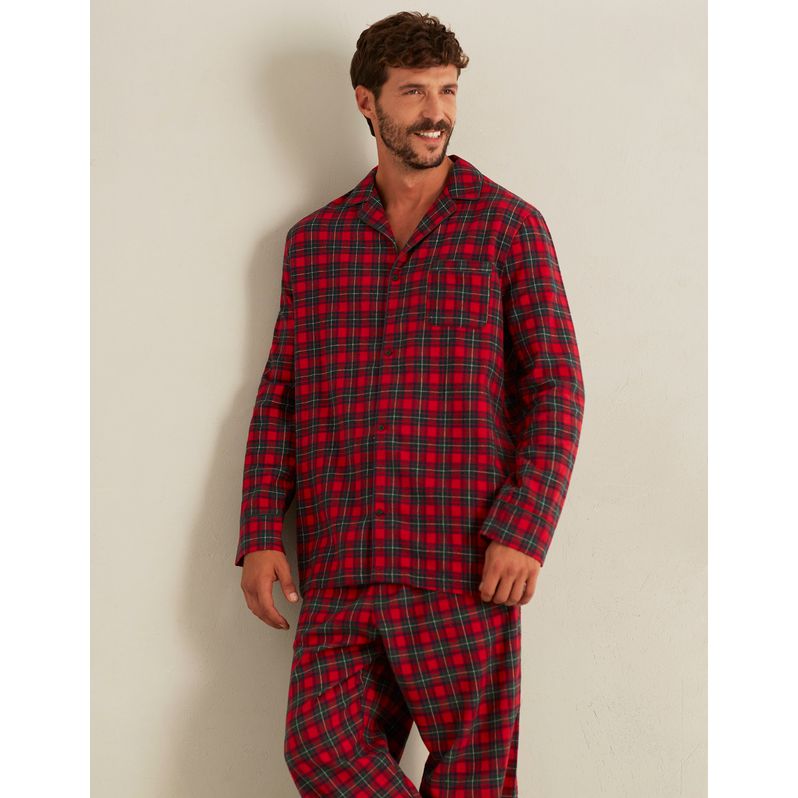 Long open pajamas - Tartan Family