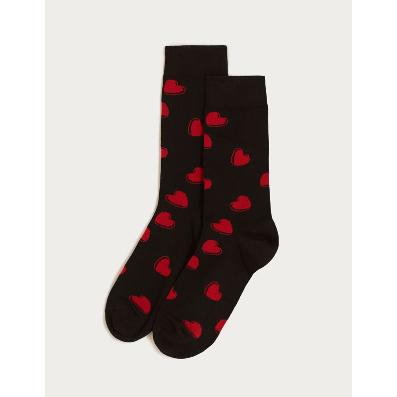 Short socks with red hearts print - Mr&Mrs Right