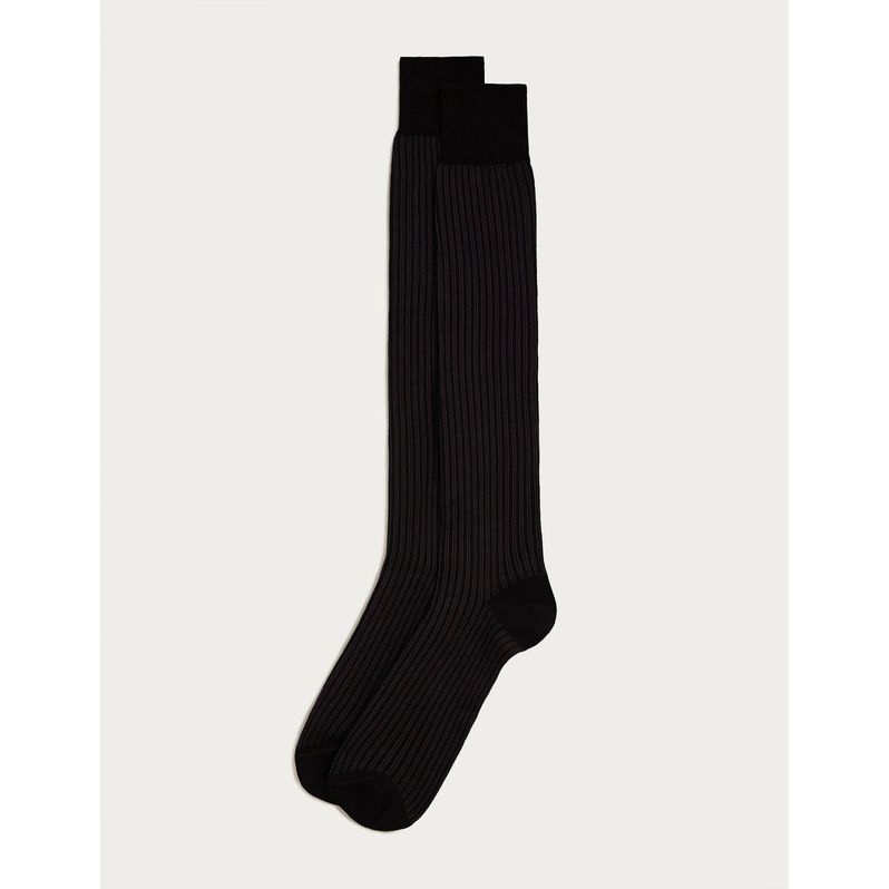 Braided vertical striped long socks - Daily