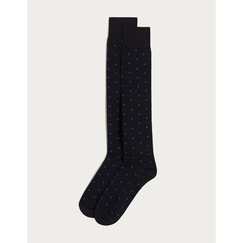 Lange blaue Socken mit Tupfen – Daily