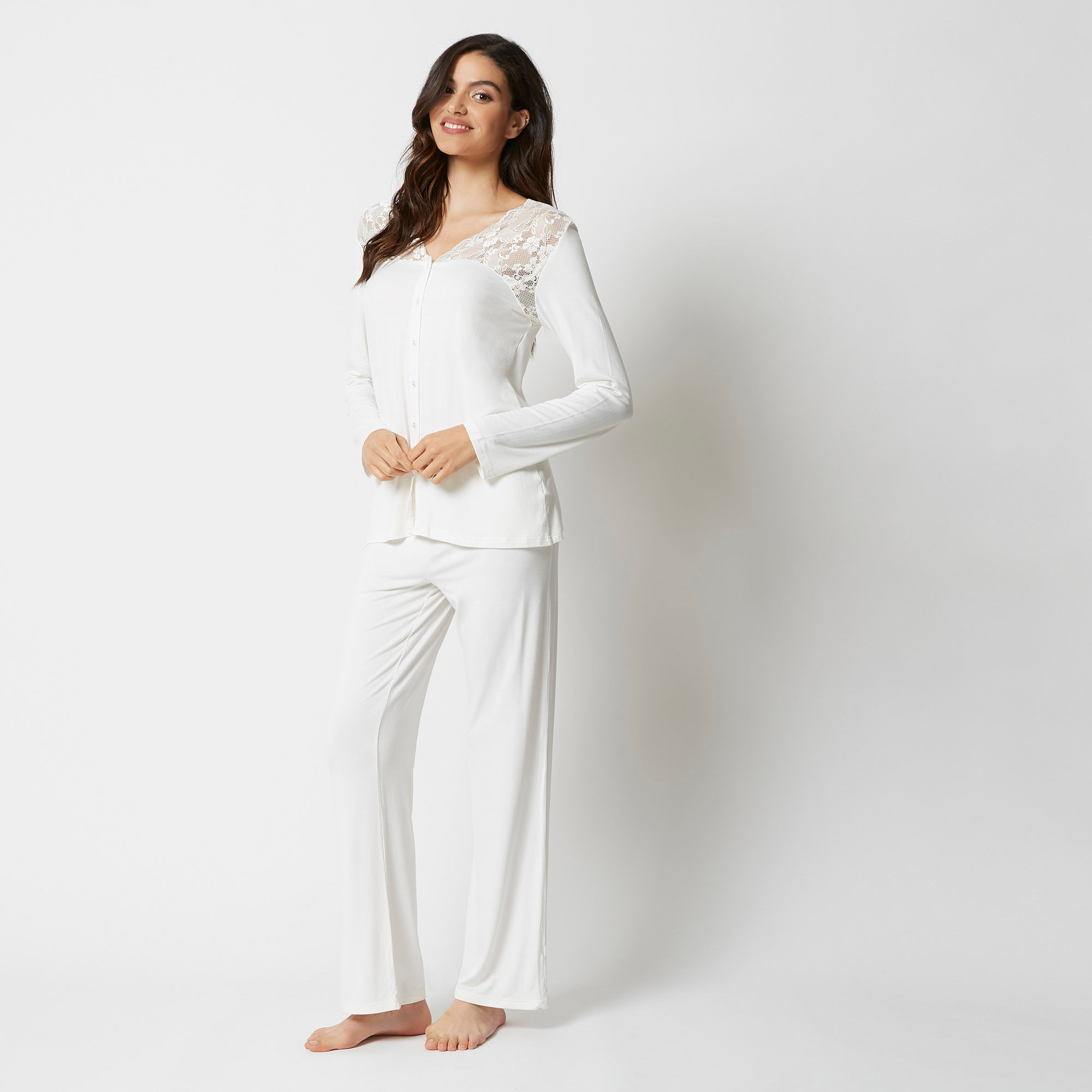 Women's long pijama in lace and jersey Primula Yamamay