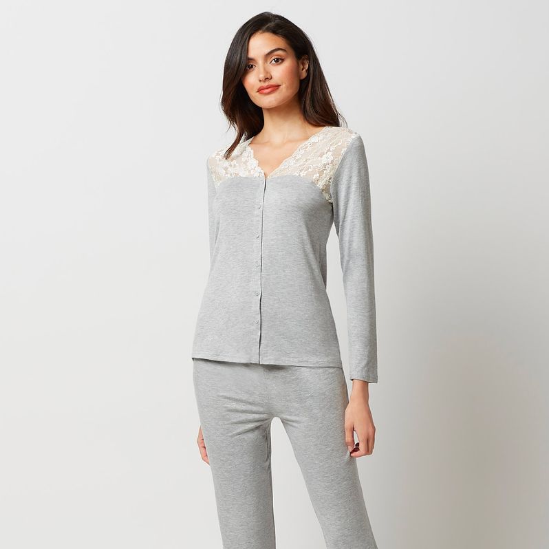 Long-sleeve pyjamas with front opening - PRIMULA