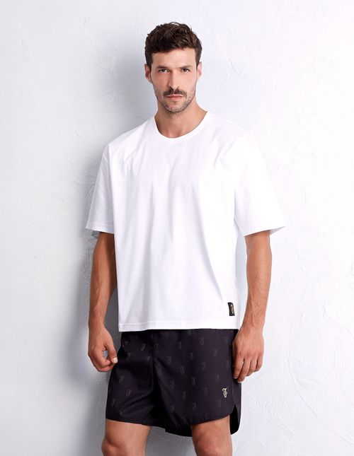 Maglia manica corta girocollo in cotone Geolier