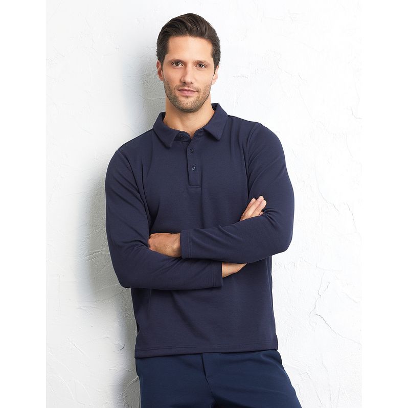 Maglia taglio polo a maniche lunghe con colletto in tessuto Piquet Easy Living