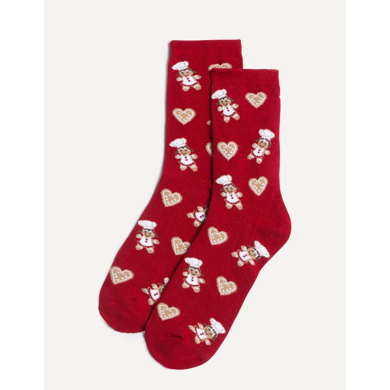 Calze corte rosse natalizie in maglia Mix & Match