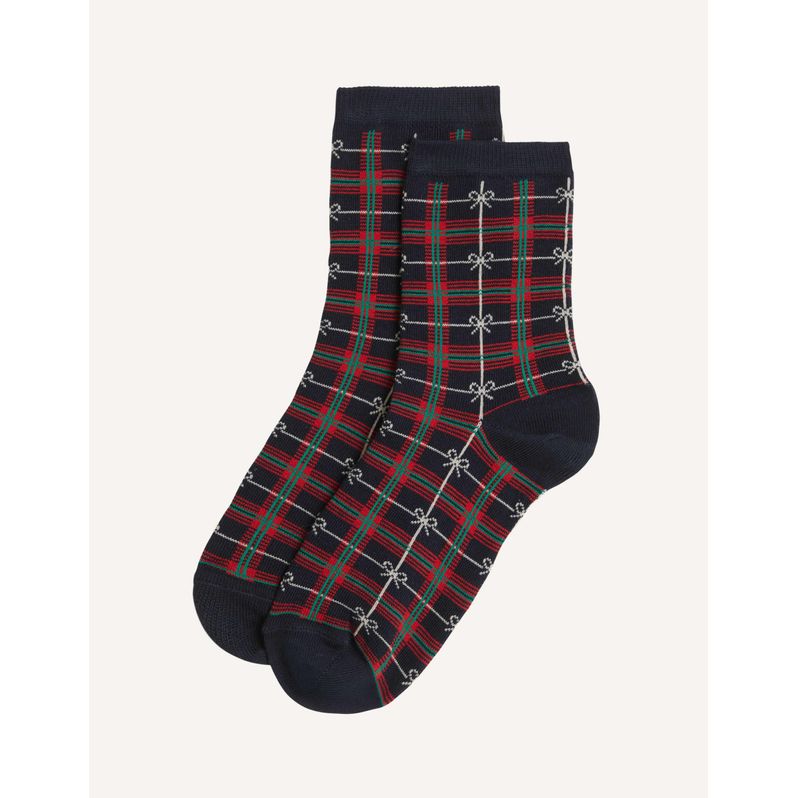 Calze corte tartan in maglia Mix & Match