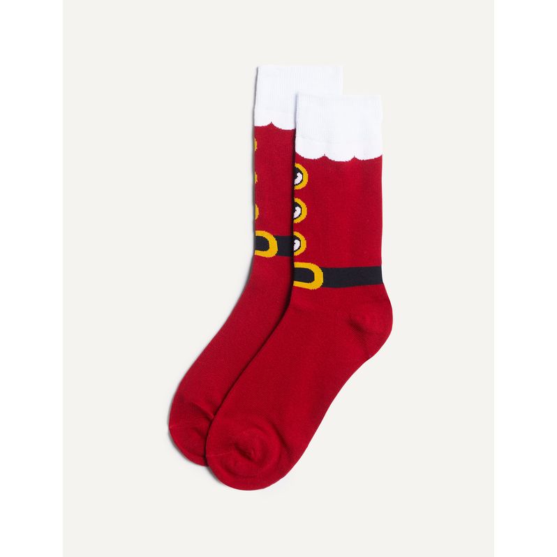 Calze corte natalizie in maglia Hello Xmas