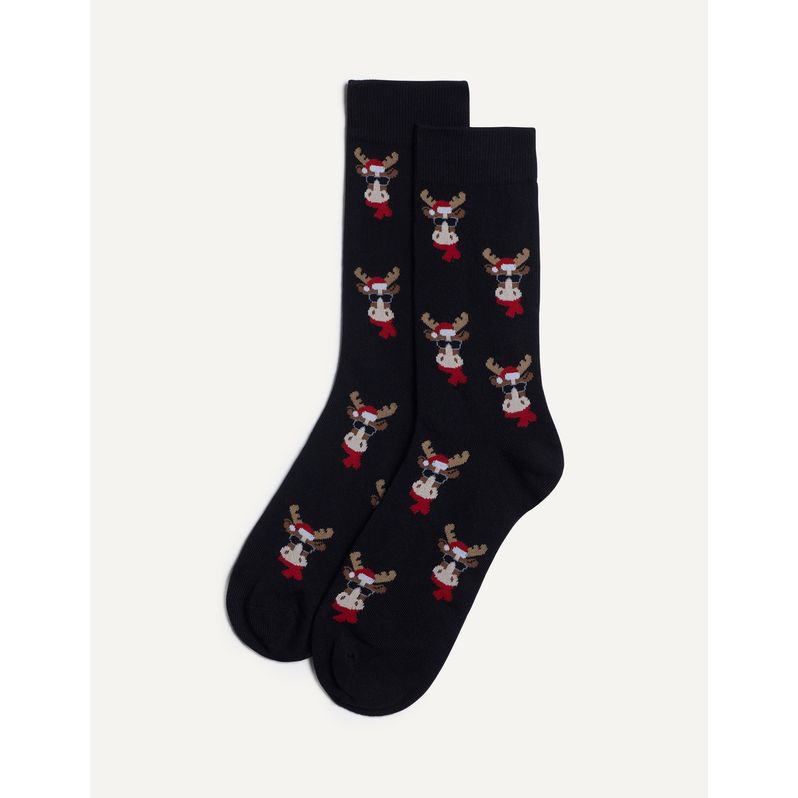 Calze corte con renne in maglia Hello Xmas