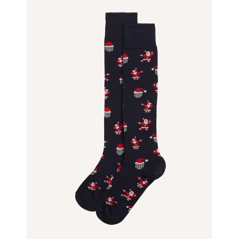 Calze lunghe in maglia con Babbo Natale Hello Xmas