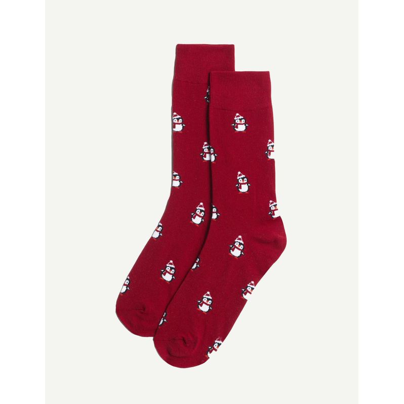 Calze corte con pinguini in maglia Hello Xmas