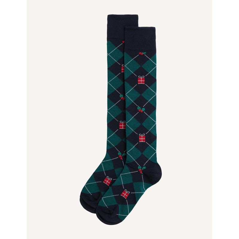 Calze lunghe natalizie in maglia Hello Xmas