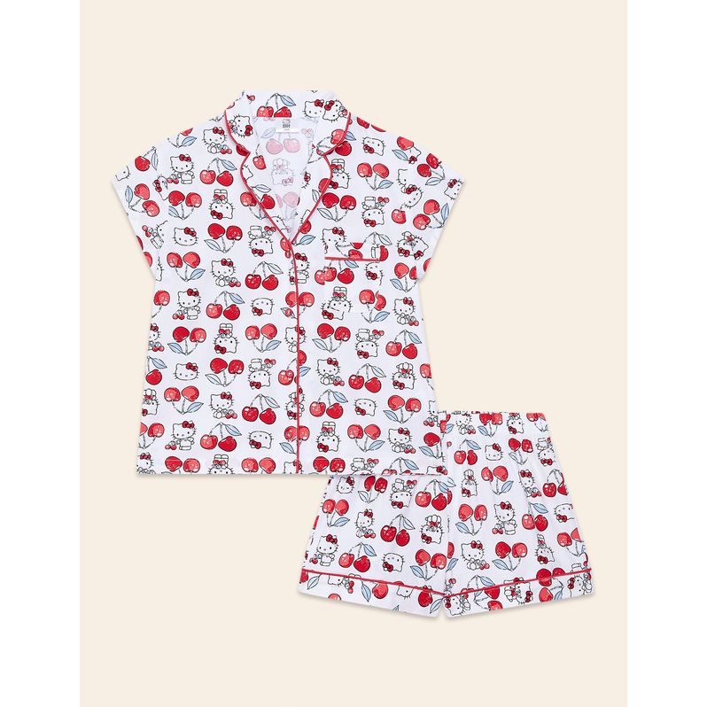Pigiama corto da bambina aperto Hello Kitty