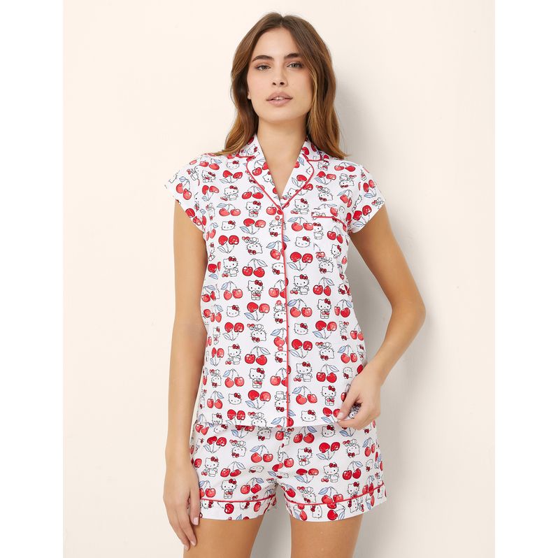 Pigiama corto da donna aperto Hello Kitty