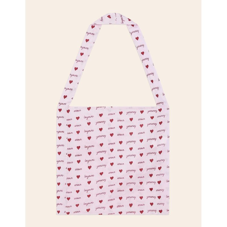 Sac en toile rose avec impression de coeurs