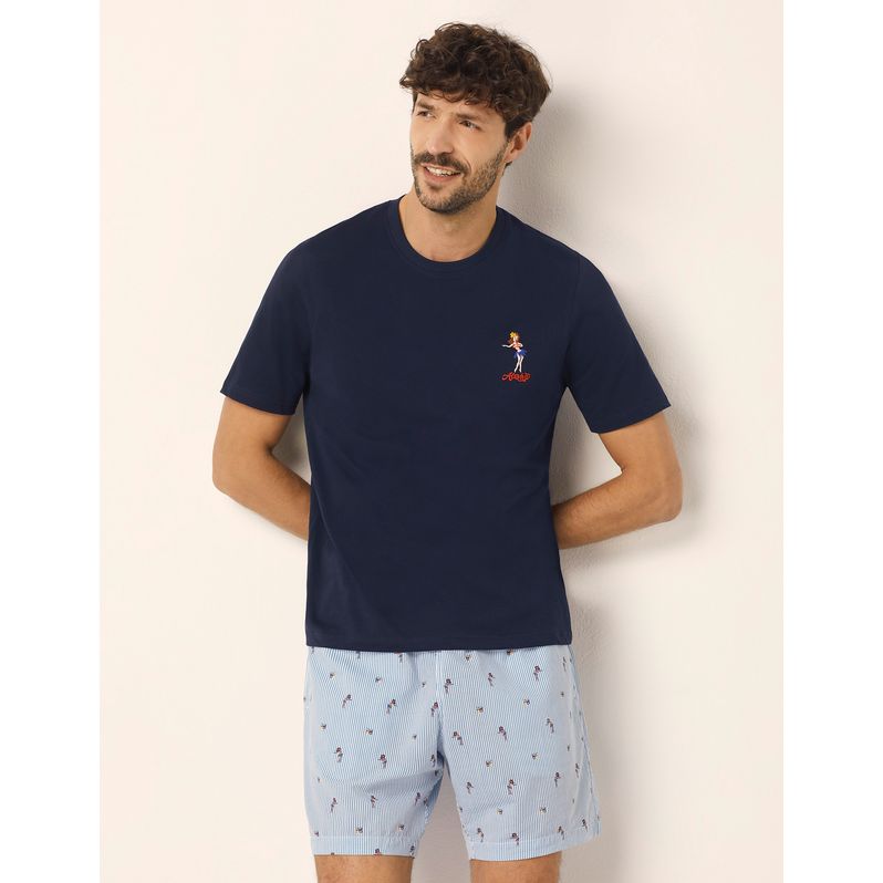 Pigiama corto da uomo a righe Tropical