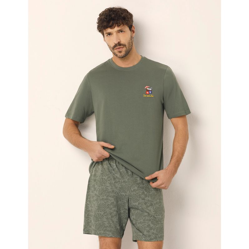 Pigiama corto da uomo con piante Tropical