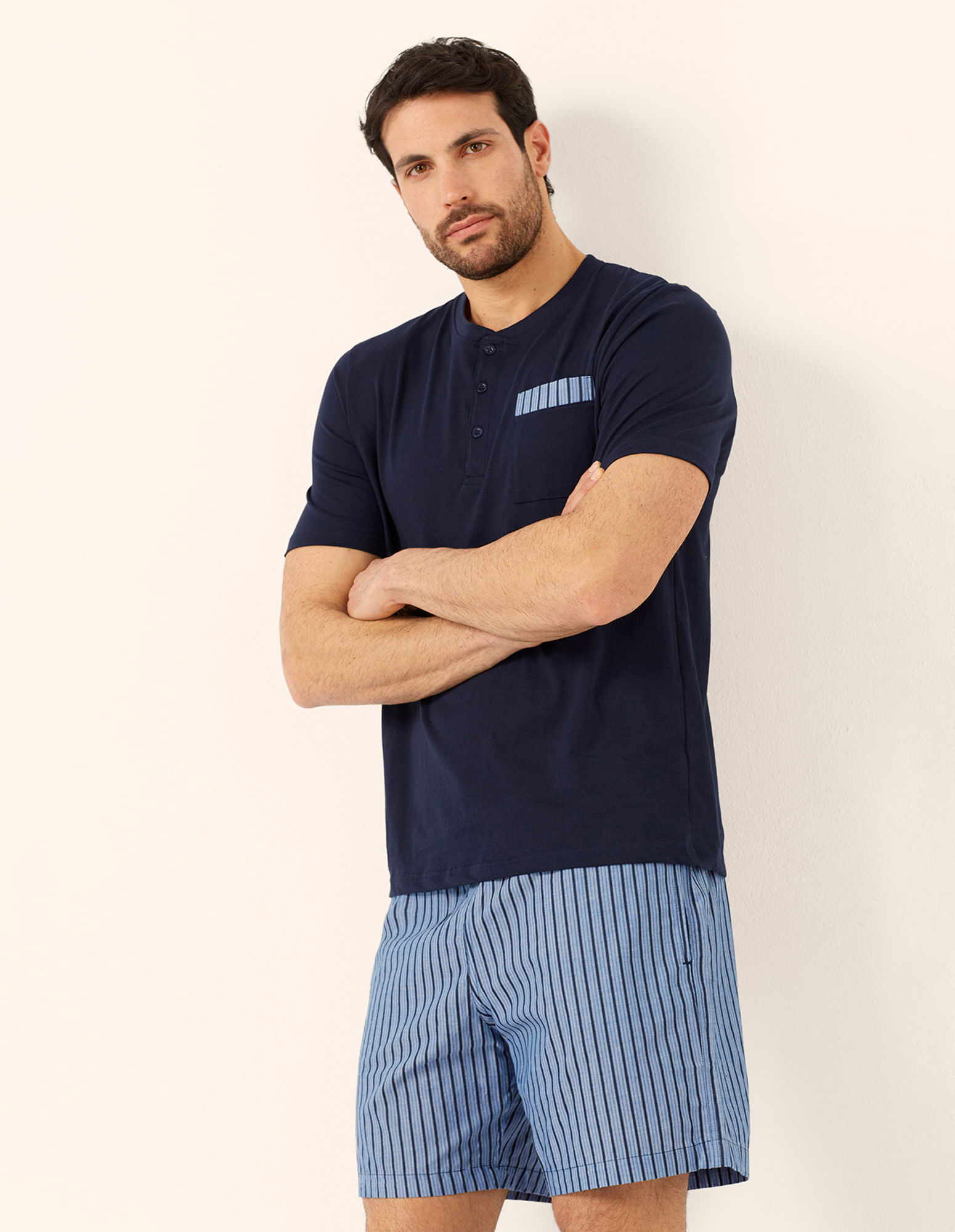 YAMAMAY Haut Pyjama Mix & Match Homme - Côtes Coton/Modal/Élasthanne - Manches Longues - Lavage 30°