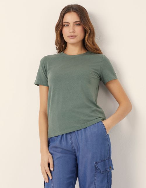 Maglia maniche corte giricollo Modal Cotone e Lino Basic