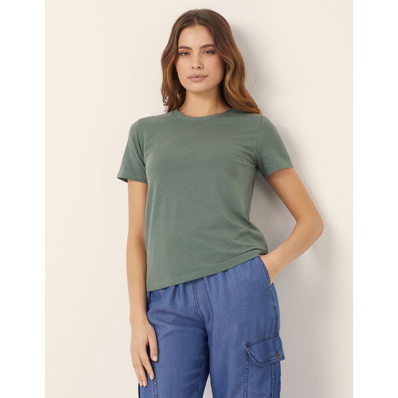 Maglia maniche corte giricollo Modal Cotone e Lino Basic