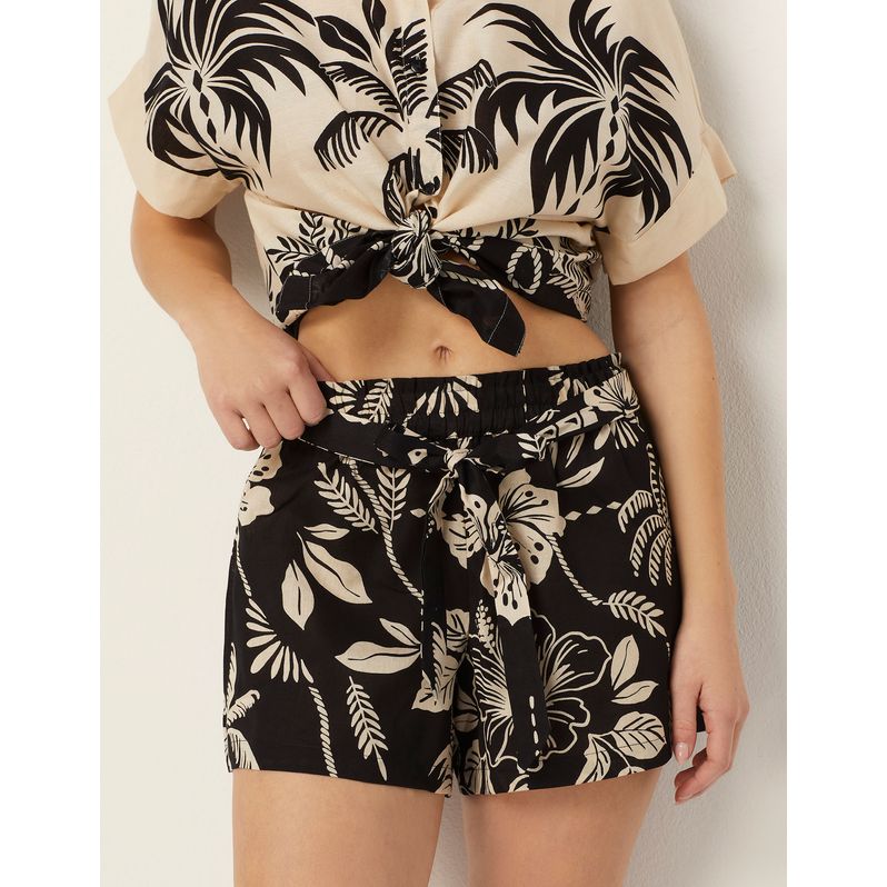 Pantalone corto in cotone e lino Malibù
