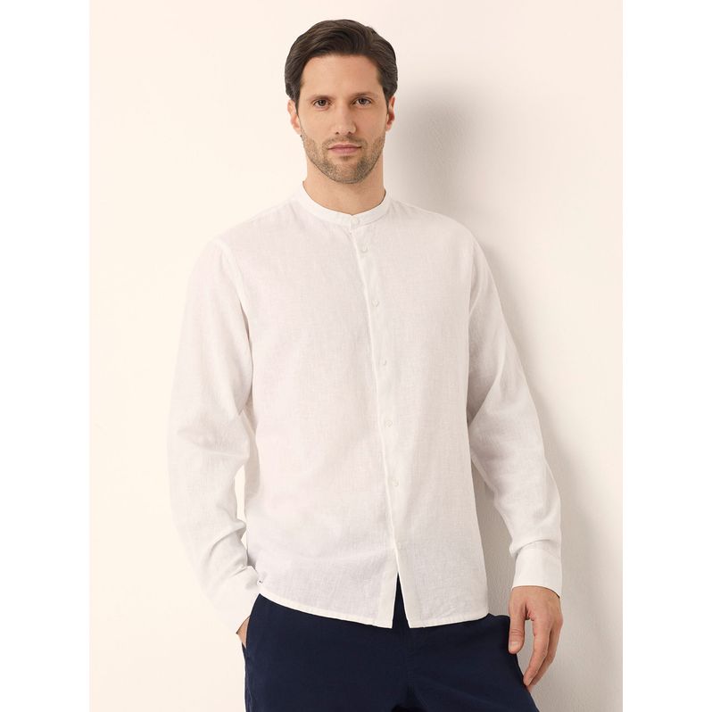 Camicia da uomo con colletto alla coreana Cotton Linen