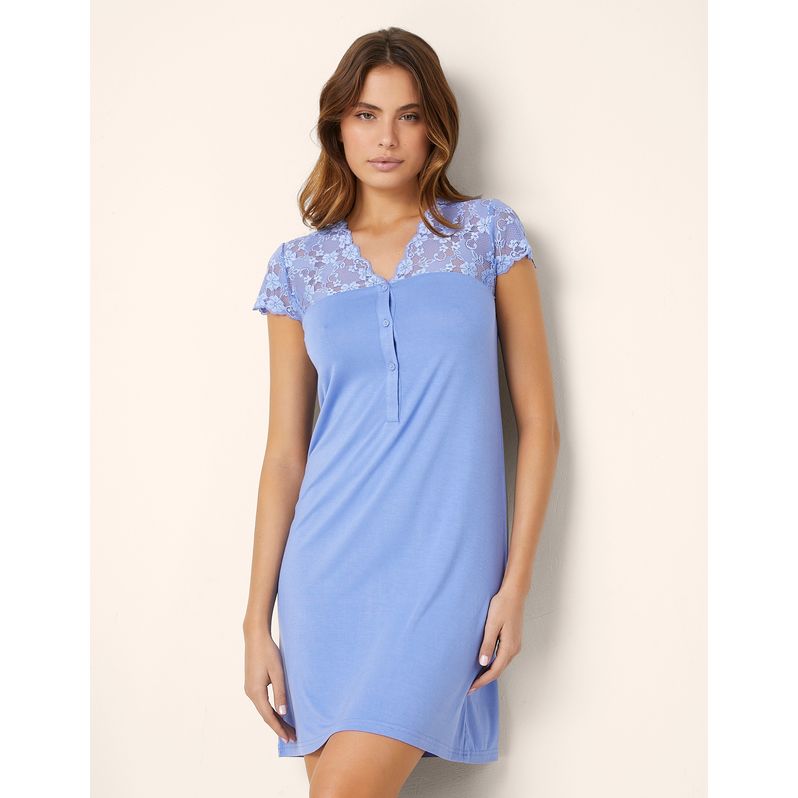 Camicia da notte in jersey e pizzo Primula Color