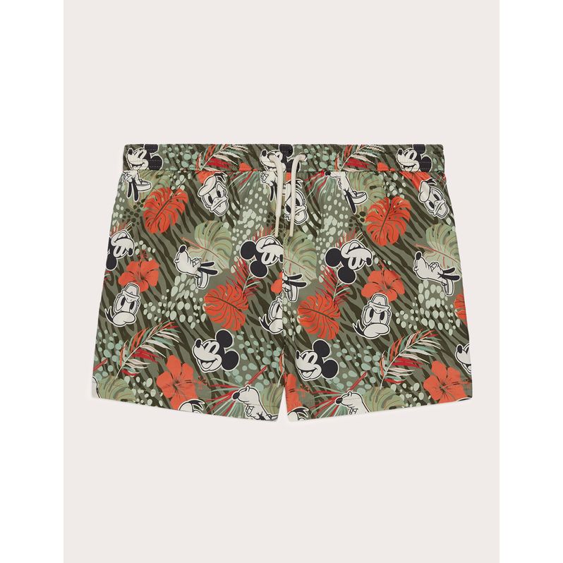 Grüne Jungen-Boxerbadehose mit Mickey-Mouse-Print