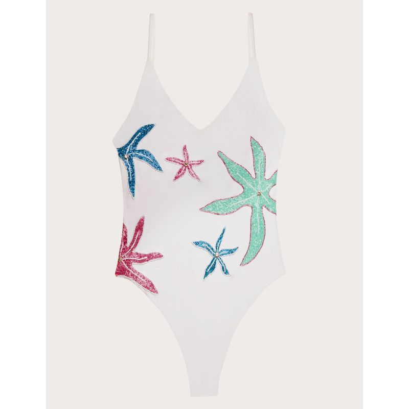 Women's white one-piece swimsuit with starfish Sea Star