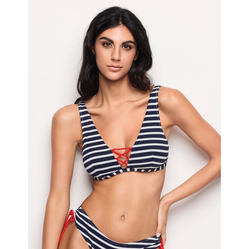 Sailor-Bikinioberteil mit herausnehmbaren Cups