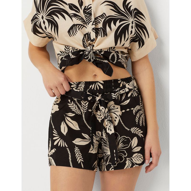 Pantalone corto in cotone e lino Malibù