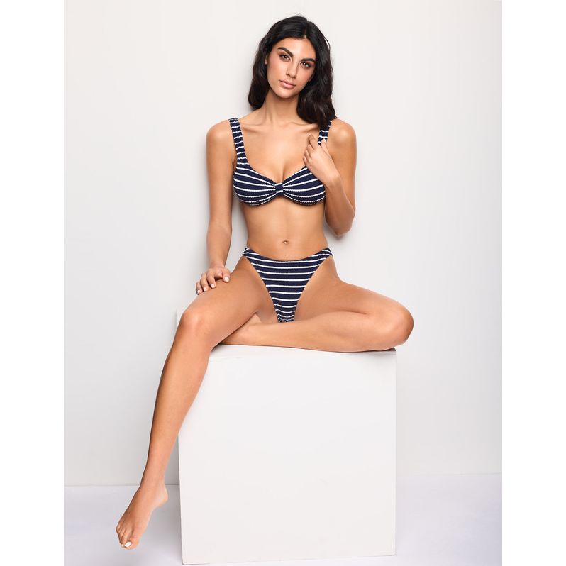 Frizzy striped Brazilian bikini bottom