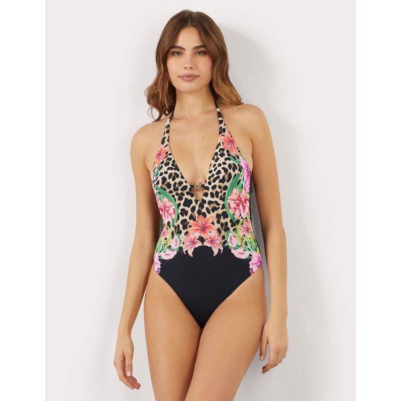 Costume intero con scollo a V con stampa floreale Marianna