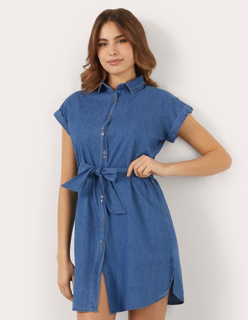 Camicione da donna con cintura in vita Denim