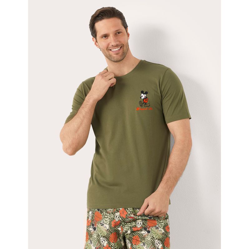 Men's military green T-shirt Mickey Mouse