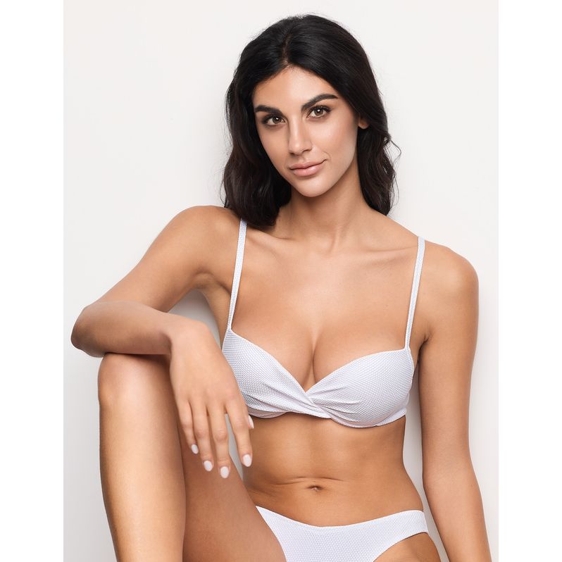 Textured push-up bikini top with graduated cups
