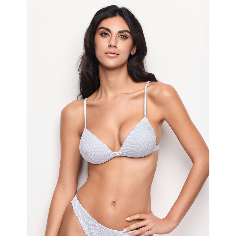 Textured push-up triangle bikini top