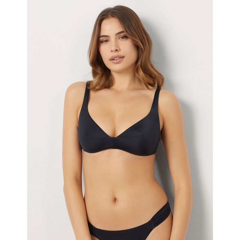Sujetador vela de bikini negro sin acolchado con aros Essentials