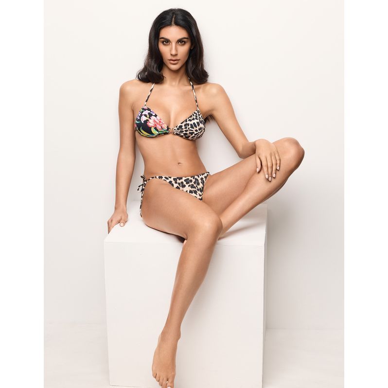 Costume a brasiliana con stampa animalier e laccetti Marianna