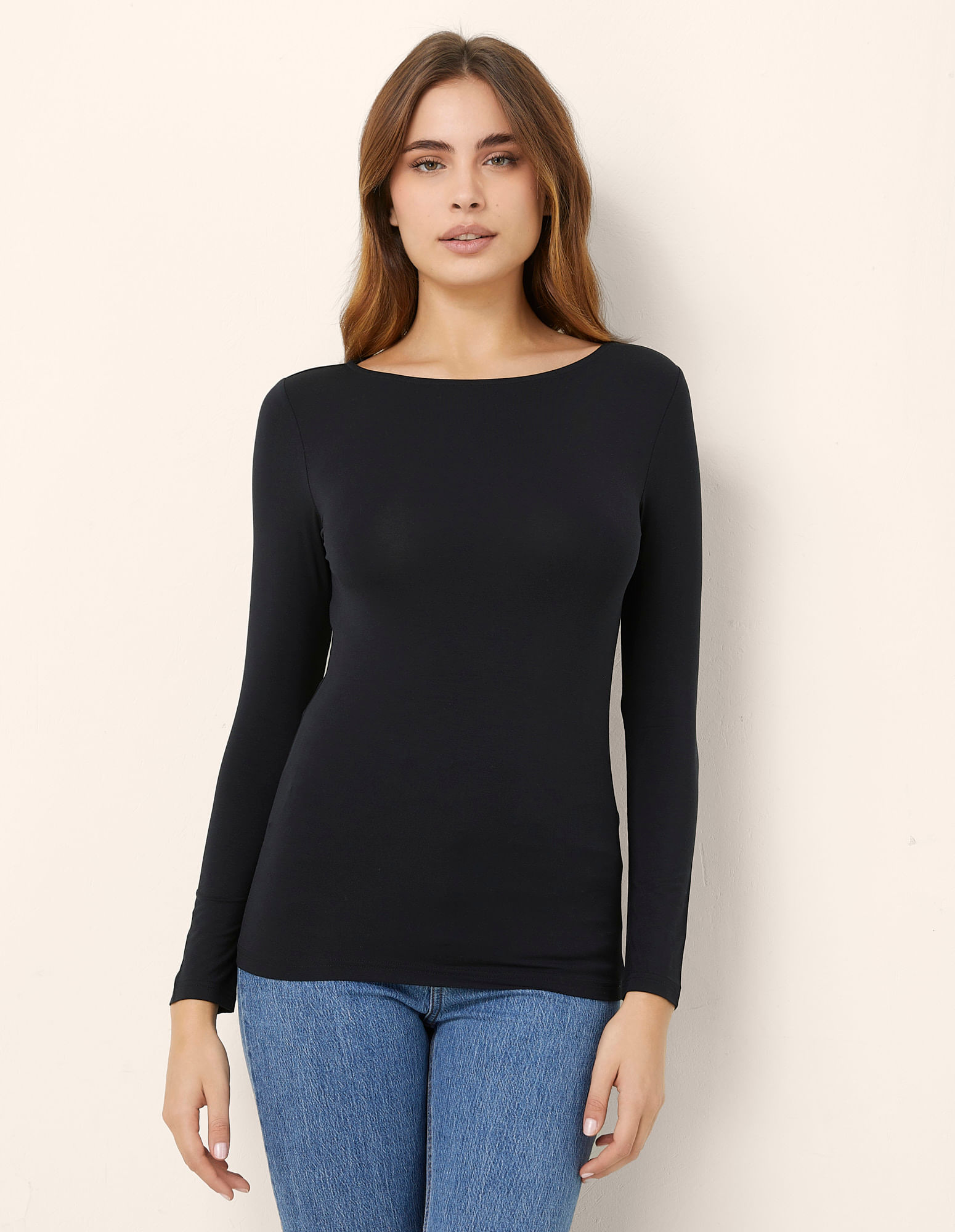e.s. maglia con manica a 3/4 cotton stretch, donna rosso fuoco | Strauss